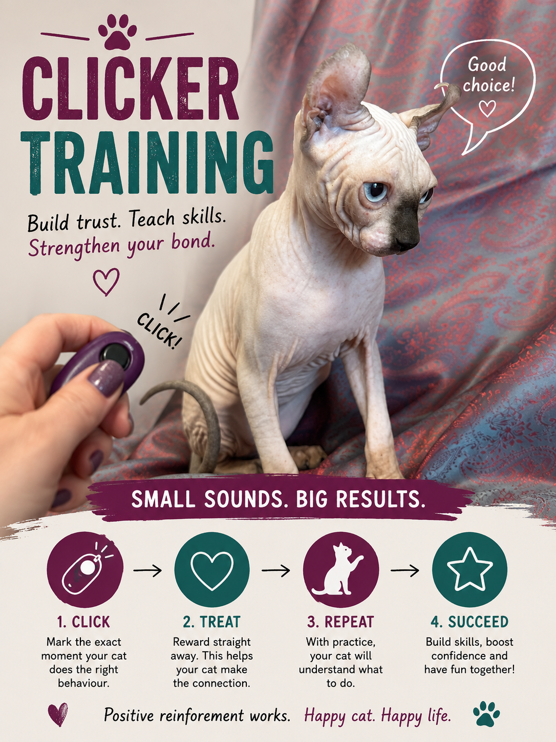 Clicker training with a young Elf Cat