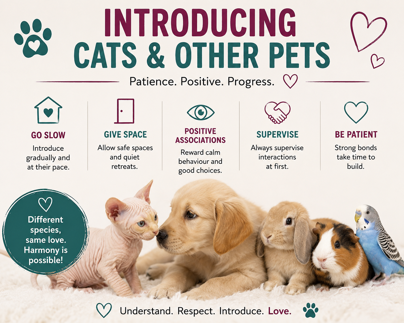 Introducing pets together with Sphynx and Elf Kittens